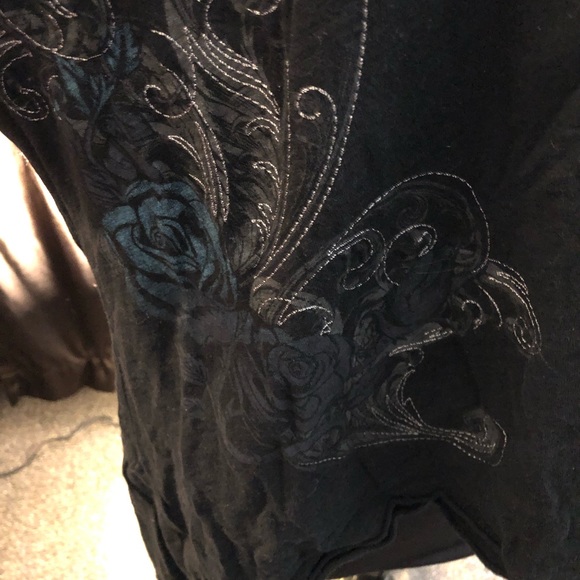 Harley Davidson plus size 3W black off shoulder willie G skull print top. - Picture 6 of 11